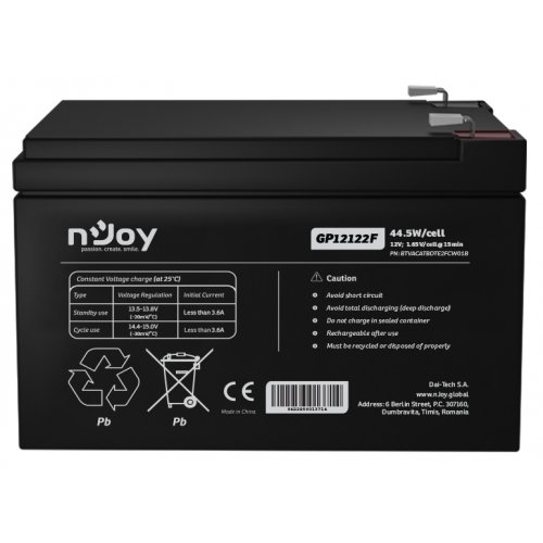 Акумуляторна батарея Njoy GP12122F 12V 12Ah (BTVACATBCTI2FCN01B) купити в Україні: Київ, Львів, Хмельницький, Тернопіль, Івано-Франківськ | Низька ціна, відгуки, характеристики від TELEMART фото