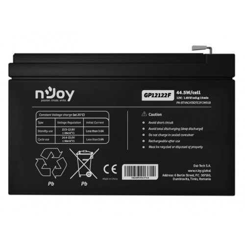 Акумуляторна батарея Njoy GP12122F 12V 12Ah (BTVACATBCTI2FCN01B) купити в Україні: Київ, Львів, Хмельницький, Тернопіль, Івано-Франківськ | Низька ціна, відгуки, характеристики від TELEMART фото