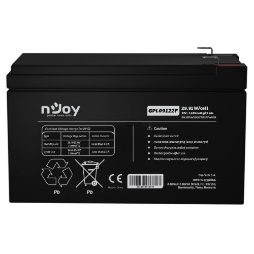 Акумуляторна батарея Njoy GPL09122F 12V 9Ah (BTVACIUOCTA2FCN02B) купити в Україні: Київ, Львів, Хмельницький, Тернопіль, Івано-Франківськ | Низька ціна, відгуки, характеристики від TELEMART фото