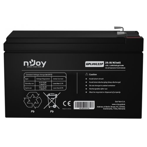 Акумуляторна батарея Njoy GPL09122F 12V 9Ah (BTVACIUOCTA2FCN02B) купити в Україні: Київ, Львів, Хмельницький, Тернопіль, Івано-Франківськ | Низька ціна, відгуки, характеристики від TELEMART фото