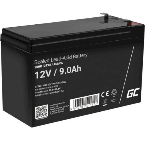 Акумуляторна батарея Green Cell 12V 9 Ah (85076000) купити в Україні: Київ, Львів, Хмельницький, Тернопіль, Івано-Франківськ | Низька ціна, відгуки, характеристики від TELEMART фото
