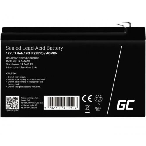Акумуляторна батарея Green Cell 12V 9 Ah (85076000) купити в Україні: Київ, Львів, Хмельницький, Тернопіль, Івано-Франківськ | Низька ціна, відгуки, характеристики від TELEMART фото