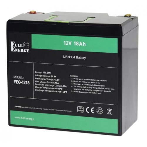 Акумуляторна батарея Full Energy 12V 18 Ah (FEG-1218) купити в Україні: Київ, Львів, Хмельницький, Тернопіль, Івано-Франківськ | Низька ціна, відгуки, характеристики від TELEMART фото