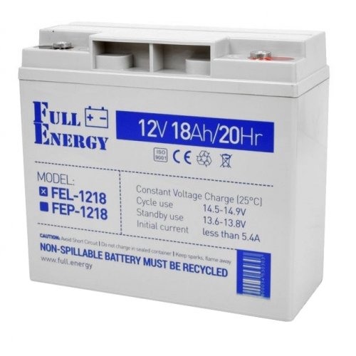 Акумуляторна батарея Full Energy 12V 18 Ah (FEL-1218) купити в Україні: Київ, Львів, Хмельницький, Тернопіль, Івано-Франківськ | Низька ціна, відгуки, характеристики від TELEMART фото