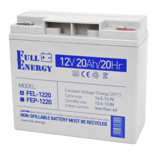 Акумуляторна батарея Full Energy 12V 20 Ah (FEL-1220) купити в Україні: Київ, Львів, Хмельницький, Тернопіль, Івано-Франківськ | Низька ціна, відгуки, характеристики від TELEMART фото
