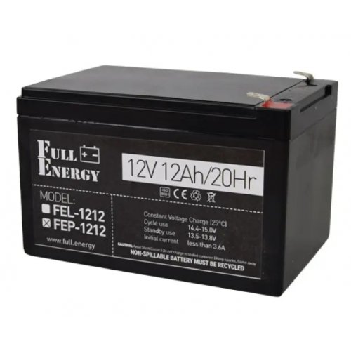 Акумуляторна батарея Full Energy 12V 12 Ah (FEP-1212) купити в Україні: Київ, Львів, Хмельницький, Тернопіль, Івано-Франківськ | Низька ціна, відгуки, характеристики від TELEMART фото