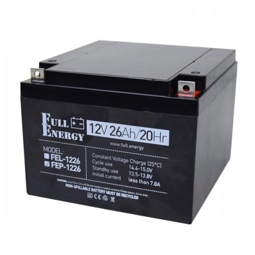 Акумуляторна батарея Full Energy 12V 26 Ah (FEP-1226) купити в Україні: Київ, Львів, Хмельницький, Тернопіль, Івано-Франківськ | Низька ціна, відгуки, характеристики від TELEMART фото