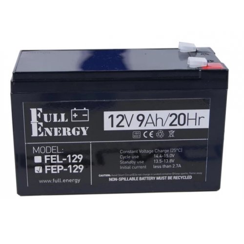 Акумуляторна батарея Full Energy 12V 9 Ah (FEP-129) купити в Україні: Київ, Львів, Хмельницький, Тернопіль, Івано-Франківськ | Низька ціна, відгуки, характеристики від TELEMART фото