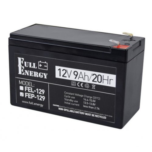 Акумуляторна батарея Full Energy 12V 9 Ah (FEP-129) купити в Україні: Київ, Львів, Хмельницький, Тернопіль, Івано-Франківськ | Низька ціна, відгуки, характеристики від TELEMART фото