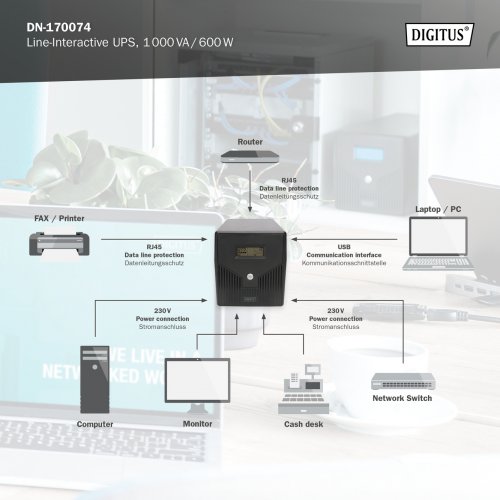 Батарейный блок Digitus Line Interactive 1000VA (DN-170074) купить в Украине | Telemart фото