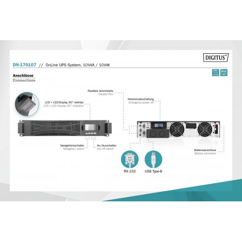 ИБП Digitus OnLine 10000VA LCD (DN-170107) купить в Украине: Киев, Днепр, Харьков, Одесса  | Низкая цена, отзывы, характеристики от TELEMART фото