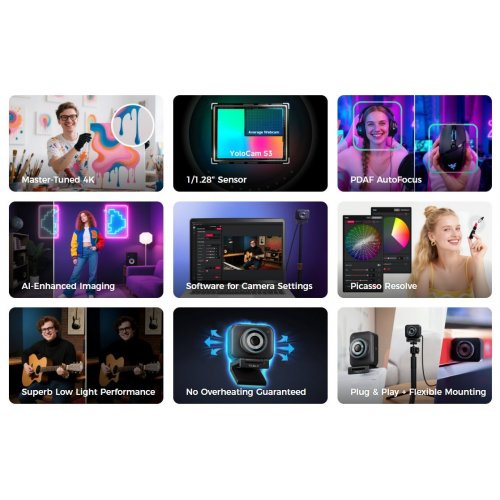 Уценка веб-камера YoloLiv YoloCam S3 Black (Вскрытая упаковка, 868528) купить в Украине: Киев, Днепр, Харьков, Одесса  | Низкая цена, отзывы, характеристики от TELEMART фото