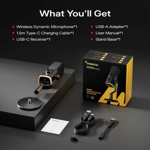 Мікрофон Maono PD100W Black купити в Україні: Київ, Львів, Хмельницький, Тернопіль, Івано-Франківськ | Низька ціна, відгуки, характеристики від TELEMART фото