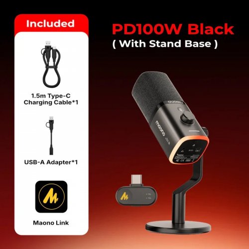 Мікрофон Maono PD100W Black купити в Україні: Київ, Львів, Хмельницький, Тернопіль, Івано-Франківськ | Низька ціна, відгуки, характеристики від TELEMART фото