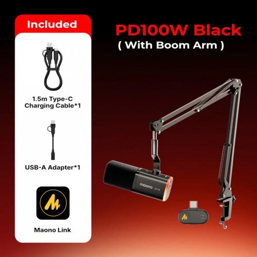 Мікрофон Maono PD100W S Black купити в Україні: Київ, Львів, Хмельницький, Тернопіль, Івано-Франківськ | Низька ціна, відгуки, характеристики від TELEMART фото