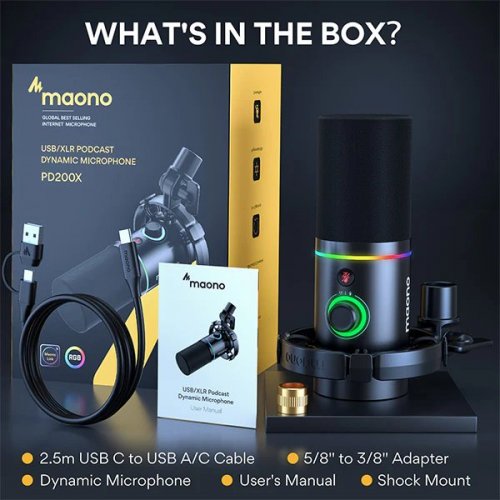 Мікрофон Maono PD200X Black купити в Україні: Київ, Львів, Хмельницький, Тернопіль, Івано-Франківськ | Низька ціна, відгуки, характеристики від TELEMART фото