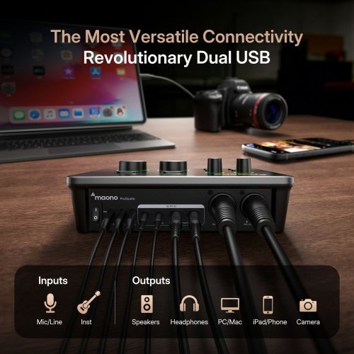 Аудиоинтерфейс Maono P2 Black купить в Украине: Киев, Днепр, Харьков, Одесса  | Низкая цена, отзывы, характеристики от TELEMART фото