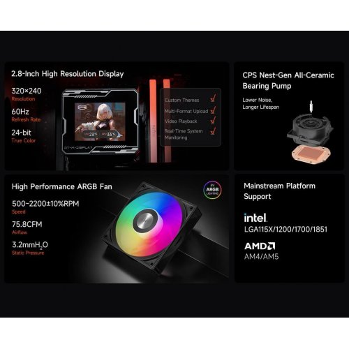 Готовая СВО PCCooler GT360M ARGB Display Black купить в Украине: Киев, Днепр, Харьков, Одесса  | Проверка совместимости, низкая цена, отзывы, характеристики от TELEMART фото