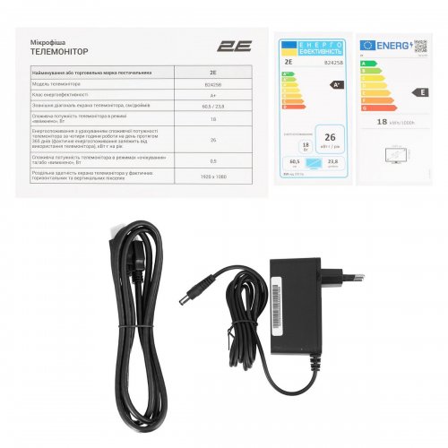 Монитор 2E 23.8" B2425B (2E-B2425B-01.EU) Black купить в Украине: Киев, Днепр, Харьков, Одесса  | Низкая цена, отзывы, характеристики от TELEMART фото