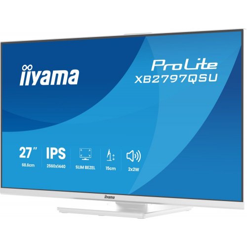 Монітор Iiyama 27" ProLite XB2797QSU-W1 White купити в Україні: Київ, Львів, Хмельницький, Тернопіль, Івано-Франківськ | Низька ціна, відгуки, характеристики від TELEMART фото