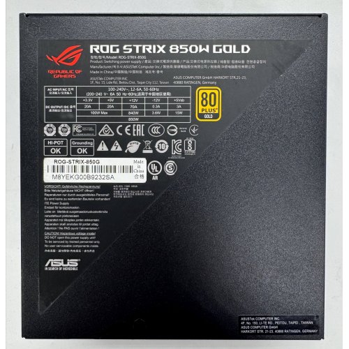 Блок живлення Asus ROG Strix 850W (90YE00A3-B0NA00) (Відновлено продавцем, 868758) купити в Україні: Київ, Львів, Хмельницький, Тернопіль, Івано-Франківськ | Перевірка сумісності, низька ціна, відгуки, характеристики від TELEMART фото