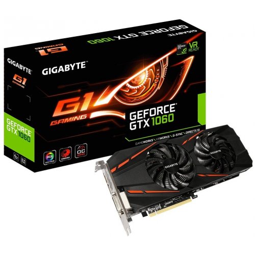 Видеокарта Gigabyte GeForce GTX 1060 G1 Gaming 6144MB (GV-N1060G1 GAMING-6GD R2.0) (Восстановлено продавцом, 868832) купить в Украине: Киев, Днепр, Харьков, Одесса  | Проверка совместимости, низкая цена, отзывы, характеристики от TELEMART фото