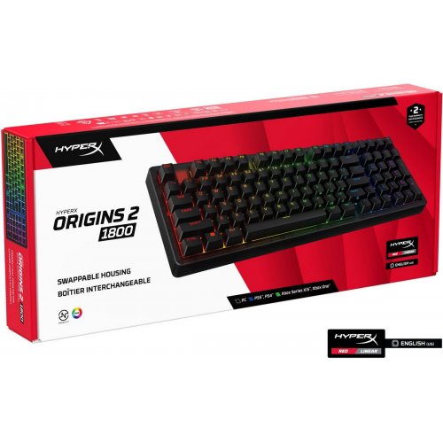 Клавіатура HyperX Alloy Origins 2 1800 RGB Linear Red (B4QS4AA) Black купити в Україні: Київ, Львів, Хмельницький, Тернопіль, Івано-Франківськ | Низька ціна, відгуки, характеристики від TELEMART фото