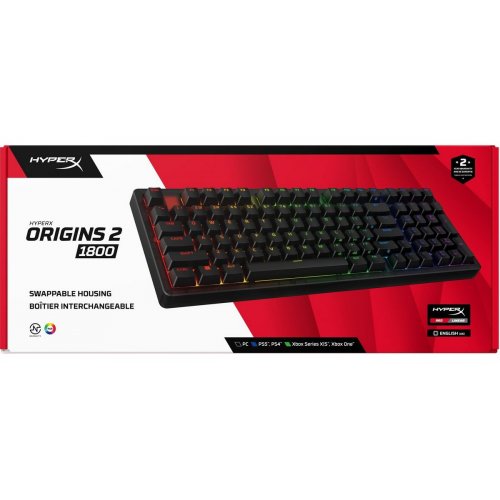 Клавіатура HyperX Alloy Origins 2 1800 RGB Linear Red (B4QS4AA) Black купити в Україні: Київ, Львів, Хмельницький, Тернопіль, Івано-Франківськ | Низька ціна, відгуки, характеристики від TELEMART фото
