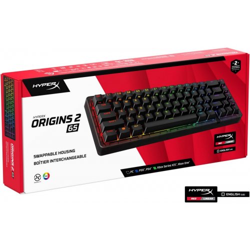 Клавиатура HyperX Alloy Origins 2 65 RGB Linear Red (B4QS3AA) Black купить в Украине: Киев, Днепр, Харьков, Одесса  | Низкая цена, отзывы, характеристики от TELEMART фото