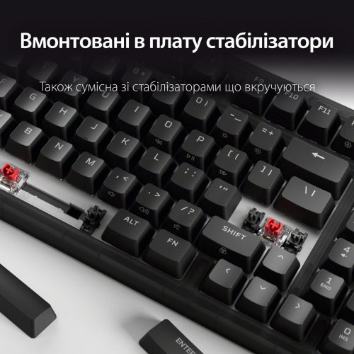 Клавиатура HyperX Alloy Origins 2 65 RGB Linear Red (B4QS3AA) Black купить в Украине: Киев, Днепр, Харьков, Одесса  | Низкая цена, отзывы, характеристики от TELEMART фото