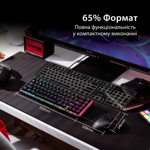 Клавиатура HyperX Alloy Origins 2 65 RGB Linear Red (B4QS3AA) Black купить в Украине: Киев, Днепр, Харьков, Одесса  | Низкая цена, отзывы, характеристики от TELEMART фото