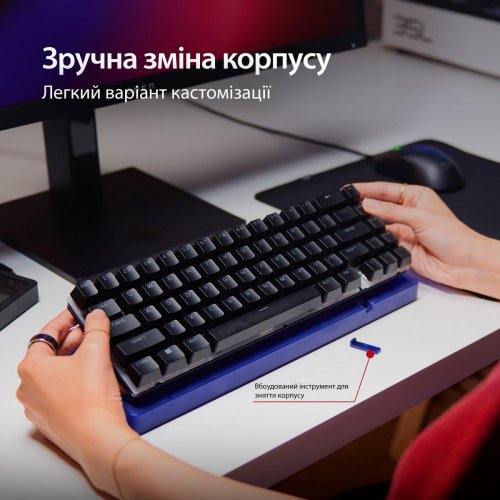 Клавиатура HyperX Alloy Origins 2 65 RGB Linear Red (B4QS3AA) Black купить в Украине: Киев, Днепр, Харьков, Одесса  | Низкая цена, отзывы, характеристики от TELEMART фото