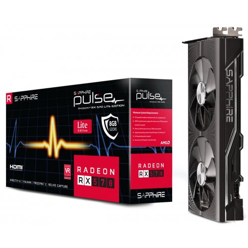 Видеокарта Sapphire Radeon RX 570 PULSE Lite 8192MB (11266-75-20G) (Восстановлено продавцом, 868995) купить в Украине: Киев, Днепр, Харьков, Одесса  | Проверка совместимости, низкая цена, отзывы, характеристики от TELEMART фото
