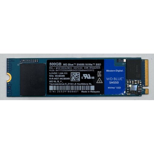 Ssd-диск Western Digital Blue SN550 500GB M.2 (2280 PCI-E) NVMe x4 (WDS500G2B0C) (Восстановлено продавцом, 869269) купить в Украине: Киев, Днепр, Харьков, Одесса  | Проверка совместимости, низкая цена, отзывы, характеристики от TELEMART фото