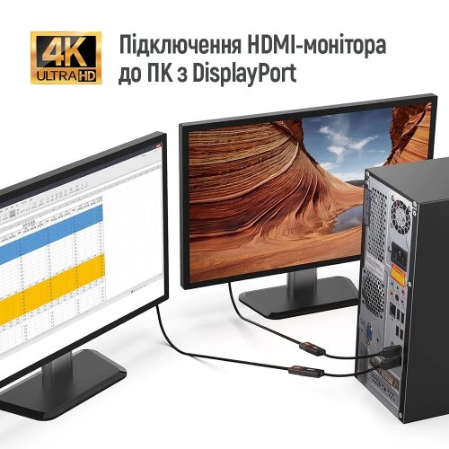 Адаптер ColorWay DisplayPort to HDMI 4K (CW-AD-DPHD) Black купить в Украине: Киев, Днепр, Харьков, Одесса  | Низкая цена, отзывы, характеристики от TELEMART фото