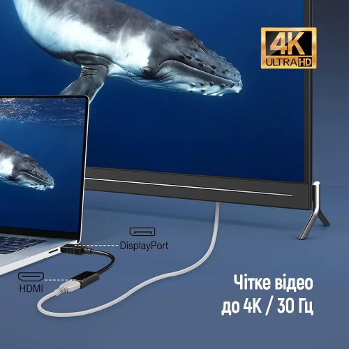 Адаптер ColorWay DisplayPort to HDMI 4K (CW-AD-DPHD) Black купить в Украине: Киев, Днепр, Харьков, Одесса  | Низкая цена, отзывы, характеристики от TELEMART фото