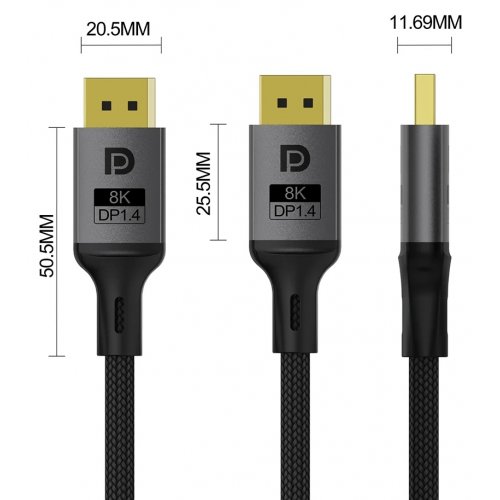 Кабель ColorWay DisplayPort to DisplayPort V1.4 8K 1.5m (CW-CBDP093-BK) Black купити в Україні: Київ, Львів, Хмельницький, Тернопіль, Івано-Франківськ | Низька ціна, відгуки, характеристики від TELEMART фото