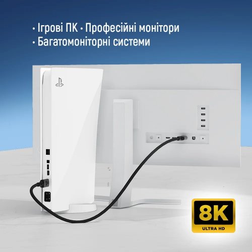 Кабель ColorWay DisplayPort to DisplayPort V1.4 8K 1.5m (CW-CBDP093-BK) Black купити в Україні: Київ, Львів, Хмельницький, Тернопіль, Івано-Франківськ | Низька ціна, відгуки, характеристики від TELEMART фото
