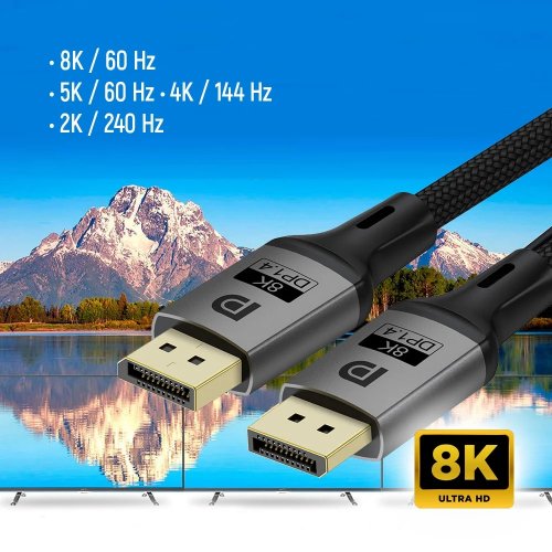Кабель ColorWay DisplayPort to DisplayPort V1.4 8K 3m (CW-CBDP094-BK) Black купити в Україні: Київ, Львів, Хмельницький, Тернопіль, Івано-Франківськ | Низька ціна, відгуки, характеристики від TELEMART фото