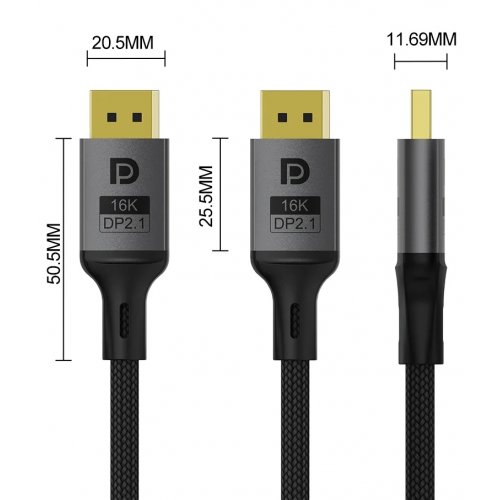 Кабель ColorWay DisplayPort to DisplayPort V2.1 16K 3m (CW-CBDP092-BK) Black купить в Украине: Киев, Днепр, Харьков, Одесса  | Низкая цена, отзывы, характеристики от TELEMART фото