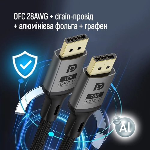Кабель ColorWay DisplayPort to DisplayPort V2.1 16K 3m (CW-CBDP092-BK) Black купить в Украине: Киев, Днепр, Харьков, Одесса  | Низкая цена, отзывы, характеристики от TELEMART фото