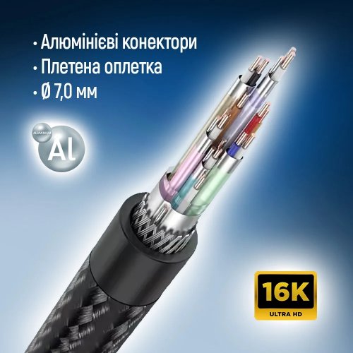 Кабель ColorWay DisplayPort to DisplayPort V2.1 16K 3m (CW-CBDP092-BK) Black купить в Украине: Киев, Днепр, Харьков, Одесса  | Низкая цена, отзывы, характеристики от TELEMART фото