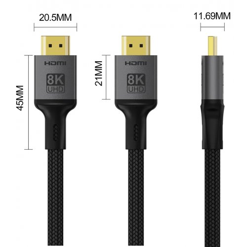 Кабель ColorWay HDMI to HDMI V2.1 8K 2m (CW-CBHD088-BK) Black купить в Украине: Киев, Днепр, Харьков, Одесса  | Низкая цена, отзывы, характеристики от TELEMART фото