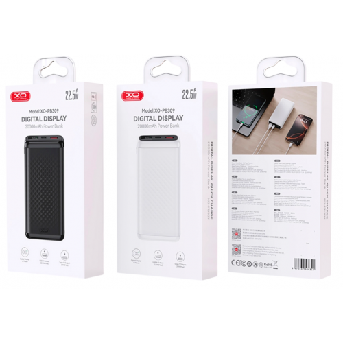 Powerbank XO PB309 20000mAh 22.5W Black купити в Україні: Київ, Львів, Хмельницький, Тернопіль, Івано-Франківськ | Низька ціна, відгуки, характеристики від TELEMART фото