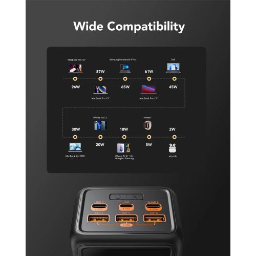 Powerbank Veger W5001C 56000mAh 130W Black купити в Україні: Київ, Львів, Хмельницький, Тернопіль, Івано-Франківськ | Низька ціна, відгуки, характеристики від TELEMART фото