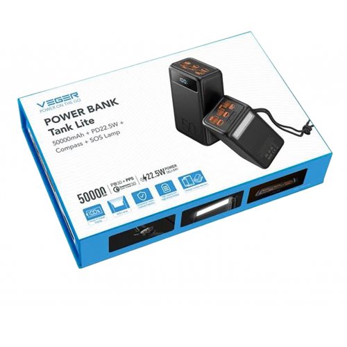 Powerbank Veger W5001 50000mAh 22.5W Black купити в Україні: Київ, Львів, Хмельницький, Тернопіль, Івано-Франківськ | Низька ціна, відгуки, характеристики від TELEMART фото