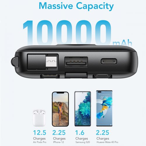 Powerbank Veger W1116 10000mAh 10W Black купити в Україні: Київ, Львів, Хмельницький, Тернопіль, Івано-Франківськ | Низька ціна, відгуки, характеристики від TELEMART фото