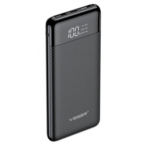 Powerbank Veger W1087 10000mAh 10W Black купити в Україні: Київ, Львів, Хмельницький, Тернопіль, Івано-Франківськ | Низька ціна, відгуки, характеристики від TELEMART фото