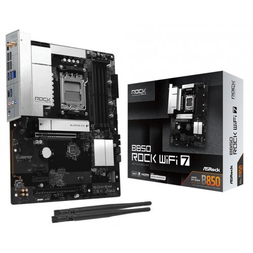 Материнська плата AsRock B850 Rock WiFi 7 (sAM5, AMD B850) купити в Україні: Київ, Львів, Хмельницький, Тернопіль, Івано-Франківськ | Перевірка сумісності, низька ціна, відгуки, характеристики від TELEMART фото