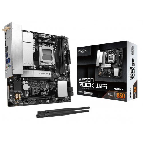 Материнська плата AsRock B850M Rock WiFi (sAM5, AMD B850) купити в Україні: Київ, Львів, Хмельницький, Тернопіль, Івано-Франківськ | Перевірка сумісності, низька ціна, відгуки, характеристики від TELEMART фото